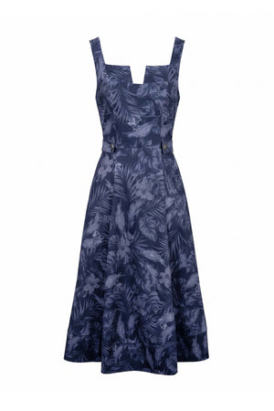 Julieta Notch Square Neck Midi Vestido 723008 MAR - Reina Diaz