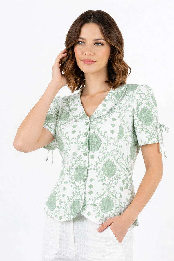 Lara Linen Peplum Vest - Reina Diaz