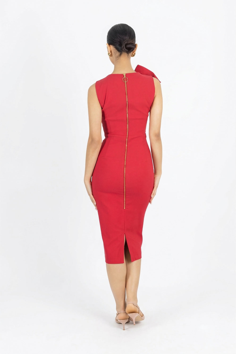 Leila Drape Midi Vestido - Reina Diaz