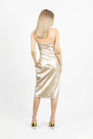 Lexi Metallic Strapless Vestido - Reina Diaz