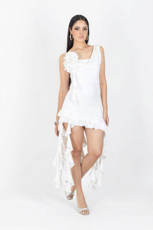 Lilly Ruffle Mini Vestido - Reina Diaz