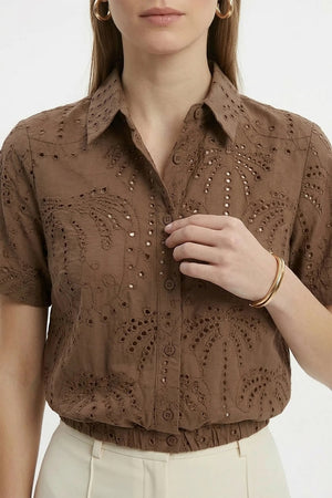 Lina Eyelet Palm Blusa - Reina Diaz