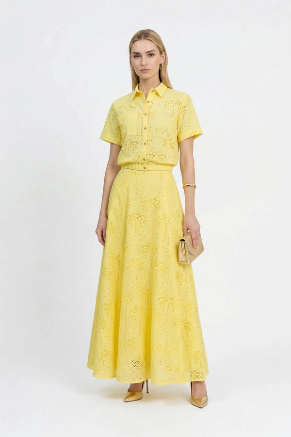 Lina Eyelet Palm Blusa - Reina Diaz