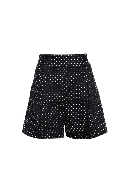 Livorno Tailored High-Rise Cotton-Stretch Shorts 731135 NEG - Reina Diaz