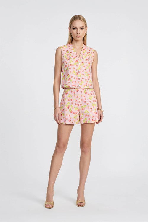 Livorno Tailored High-Rise Cotton-Stretch Shorts 731135 ROS - Reina Diaz