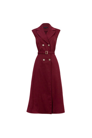 Londres Double - Breasted Sleeveless Midi Vestido - Reina Diaz