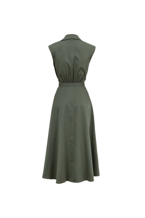 Londres Double - Breasted Sleeveless Midi Vestido - Reina Diaz