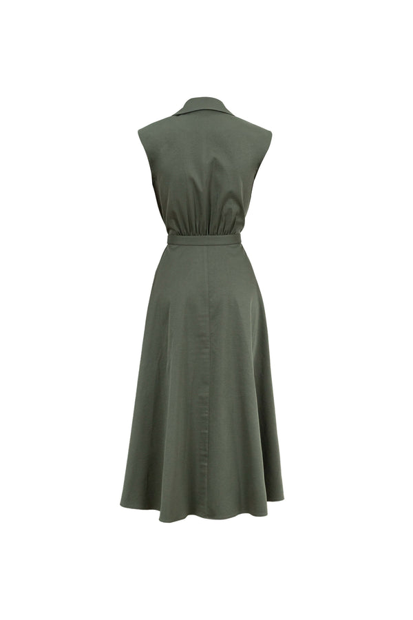 Londres Double - Breasted Sleeveless Midi Vestido - Reina Diaz