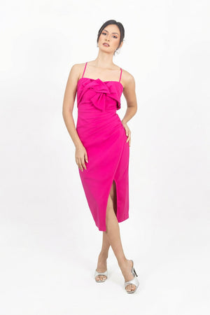 Louisa Bow Drape Vestido - Reina Diaz