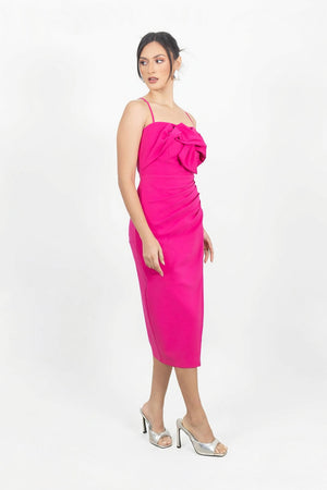 Louisa Bow Drape Vestido - Reina Diaz