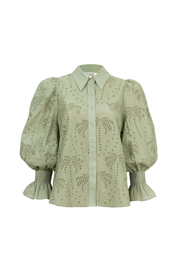 Lucca Puff-Sleeve Cotton-Stretch Blouse 752986 - Reina Diaz