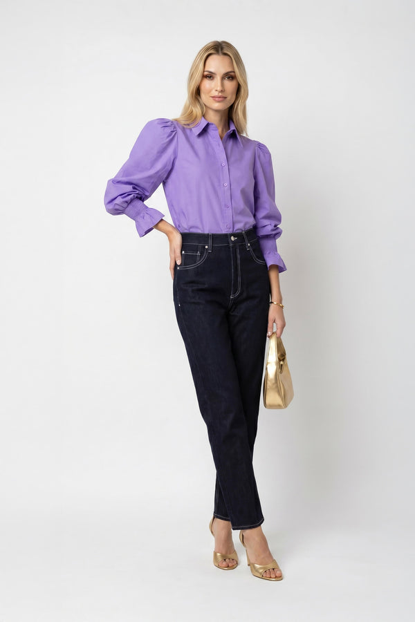 Lucca Puff - Sleeve Cotton - Stretch Blouse - Reina Diaz