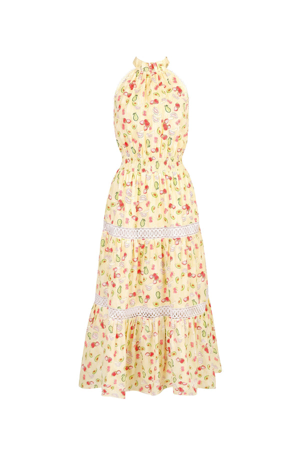 Lucía Halter Fruit Tiered Maxi Vestido 723112 AMA - Reina Diaz