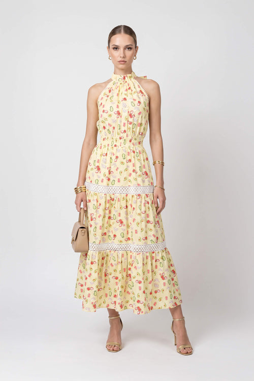 Lucía Halter Fruit Tiered Maxi Vestido 723112 AMA - Reina Diaz