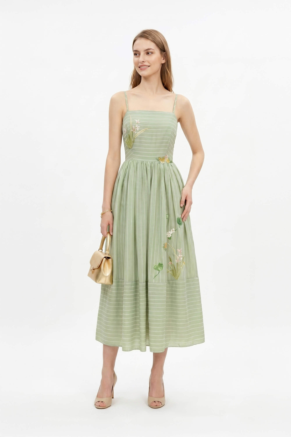 Lucía Sleeveless Belted Midi Vestido - Reina Diaz