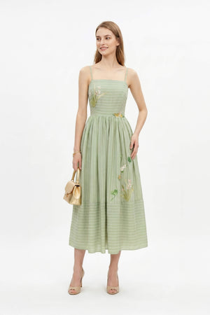 Lucía Sleeveless Belted Midi Vestido - Reina Diaz