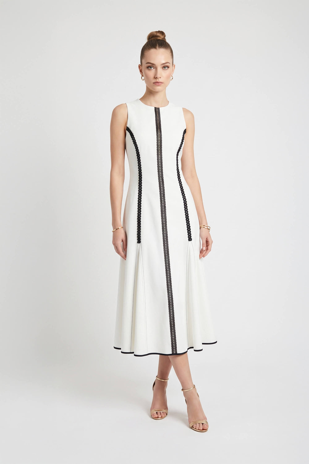 Luciana Contrast Trim Midi Vestido 526275 HUE - Reina Diaz