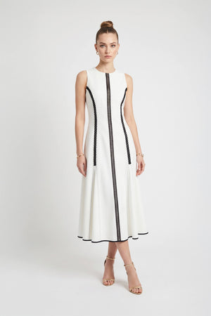 Luciana Contrast Trim Midi Vestido 526275 HUE - Reina Diaz