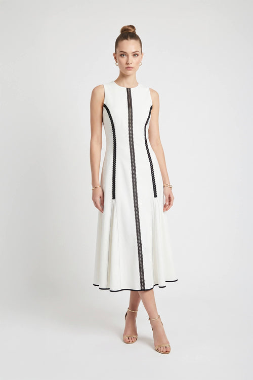 Luciana Contrast Trim Midi Vestido 526275 HUE - Reina Diaz