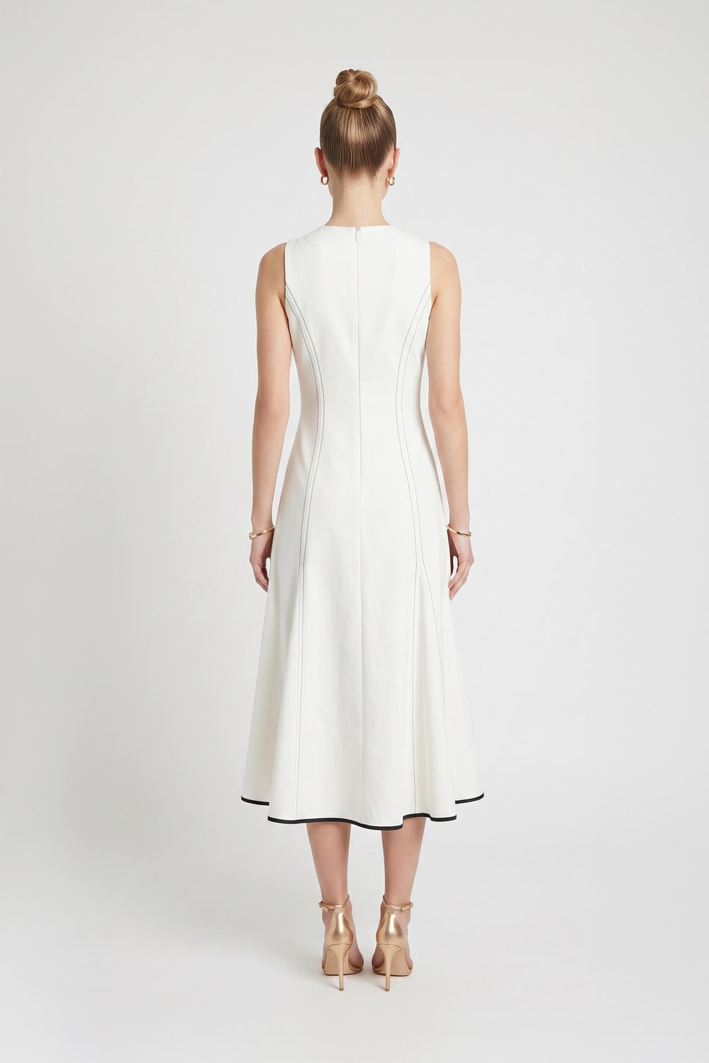 Luciana Contrast Trim Midi Vestido 526275 HUE - Reina Diaz