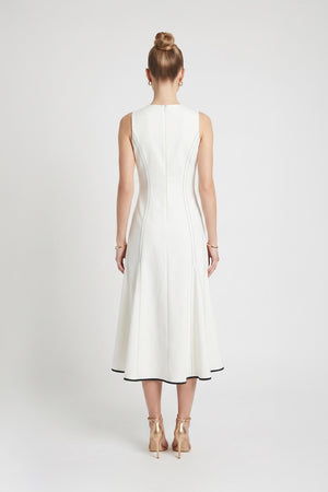 Luciana Contrast Trim Midi Vestido 526275 HUE - Reina Diaz