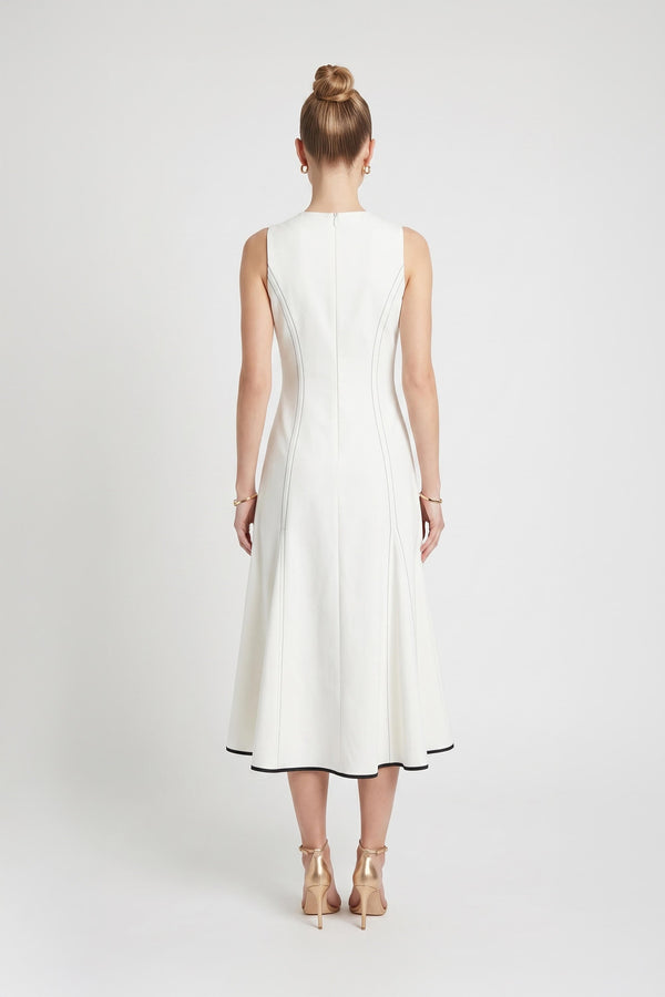 Luciana Contrast Trim Midi Vestido 526275 HUE - Reina Diaz