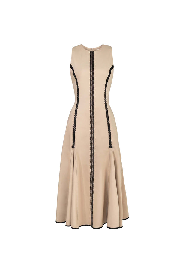 Luciana Contrast Trim Midi Vestido 526275 LAT - Reina Diaz