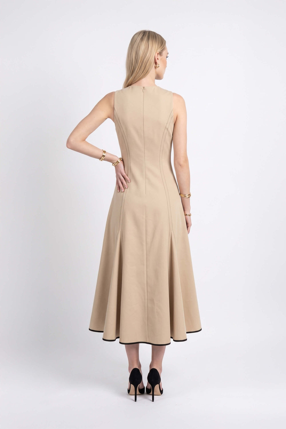 Luciana Contrast Trim Midi Vestido 526275 LAT - Reina Diaz