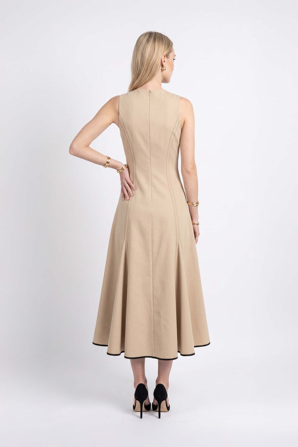 Luciana Contrast Trim Midi Vestido 526275 LAT - Reina Diaz