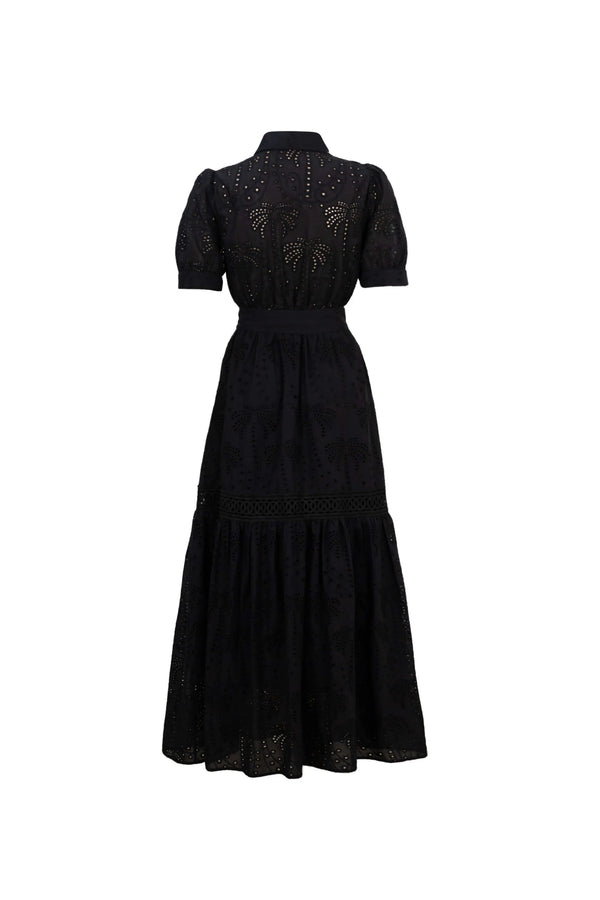 Luciana Eyelet Midi Vestido - Reina Diaz