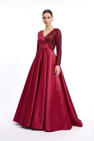 Luciana Sequin Crossover Long Vestido 421457 BUR - Reina Diaz