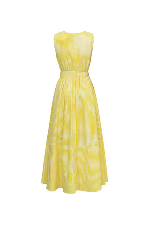 Luciana Striped Belted Maxi Vestido 723110 AMA - Reina Diaz