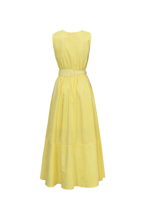 Luciana Striped Belted Maxi Vestido 723110 AMA - Reina Diaz