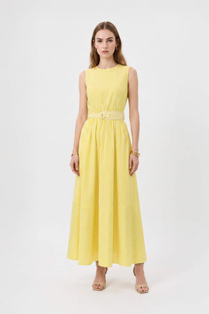Luciana Striped Belted Maxi Vestido 723110 AMA - Reina Diaz