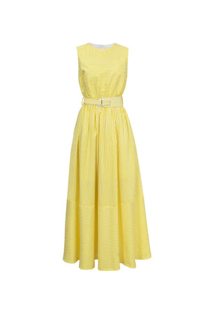 Luciana Striped Belted Maxi Vestido 723110 AMA - Reina Diaz