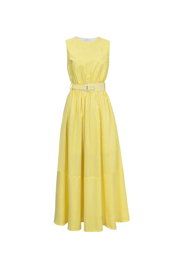 Luciana Striped Belted Maxi Vestido 723110 AMA - Reina Diaz