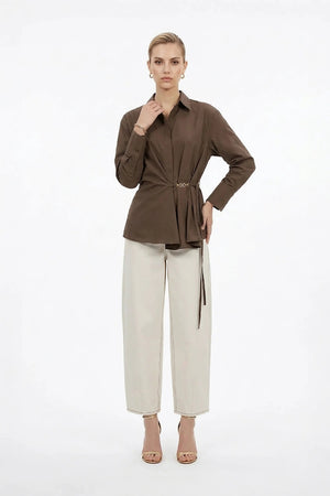 Lyon Hardware Side - Tie Cotton Blusa - Reina Diaz