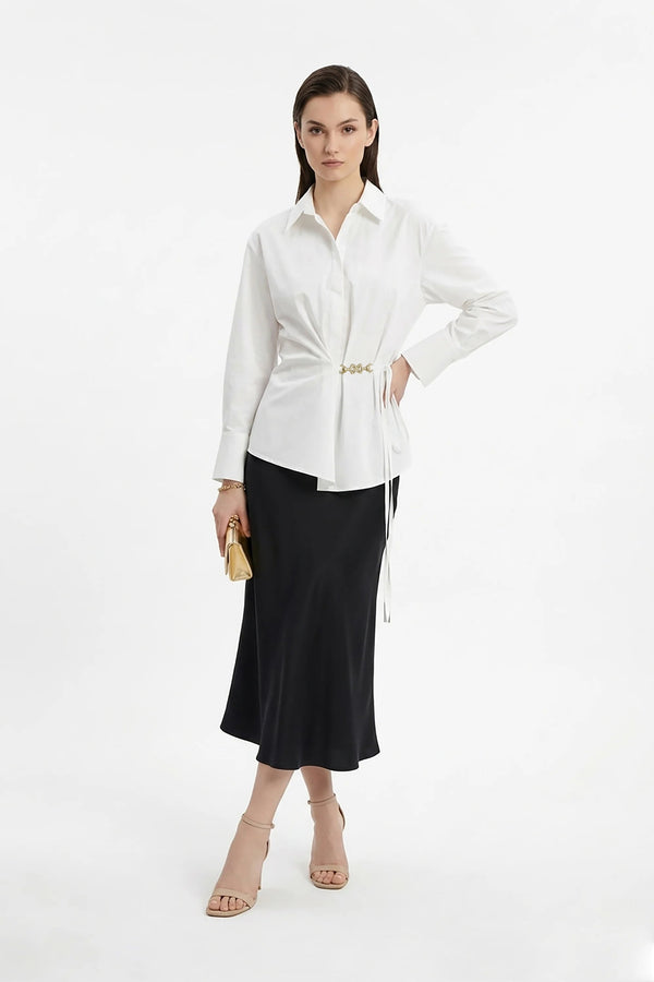 Lyon Hardware Side - Tie Cotton Blusa - Reina Diaz