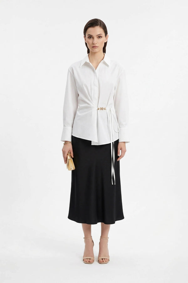 Lyon Hardware Side - Tie Cotton Blusa - Reina Diaz