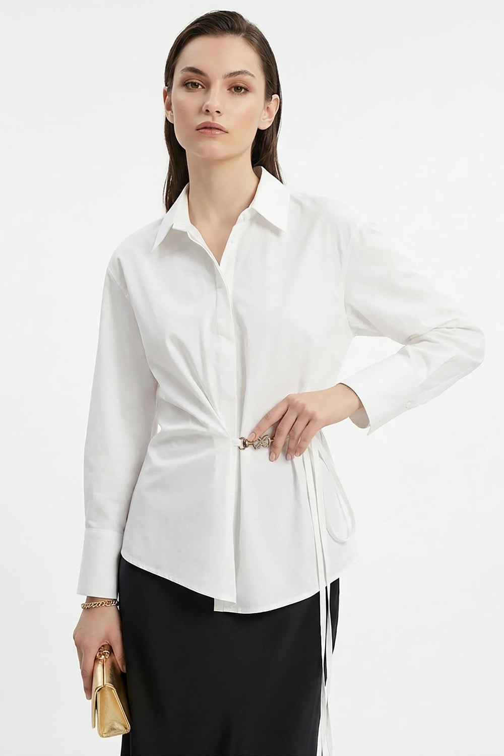Lyon Hardware Side - Tie Cotton Blusa - Reina Diaz