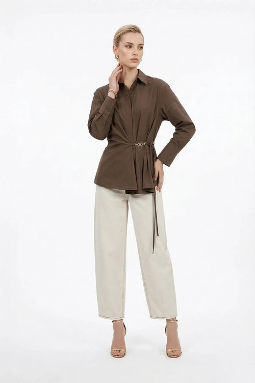 Lyon Hardware Side - Tie Cotton Blusa - Reina Diaz
