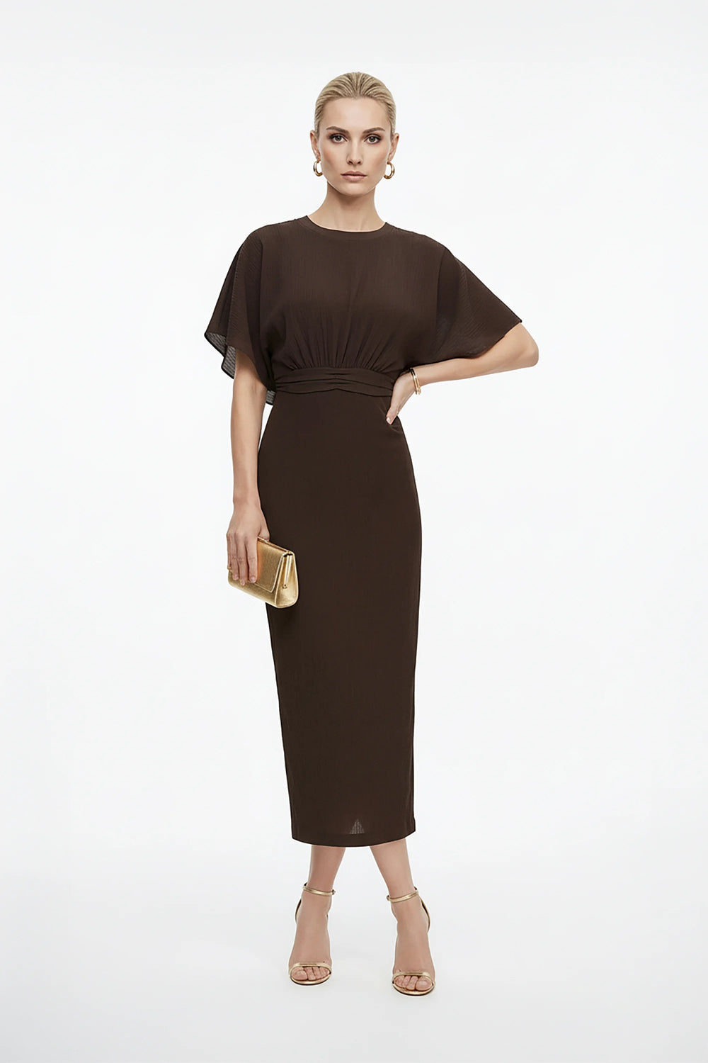 Magnolia Pleated Halter Midi Vestido - Reina Diaz