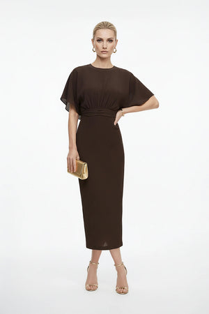 Magnolia Pleated Halter Midi Vestido - Reina Diaz