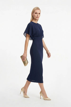 Magnolia Pleated Halter Midi Vestido - Reina Diaz