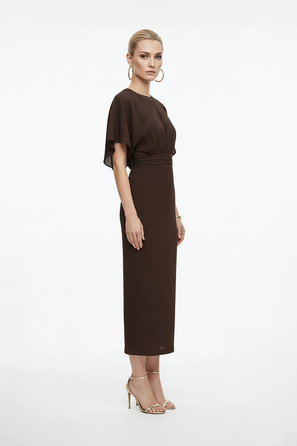Magnolia Pleated Halter Midi Vestido - Reina Diaz