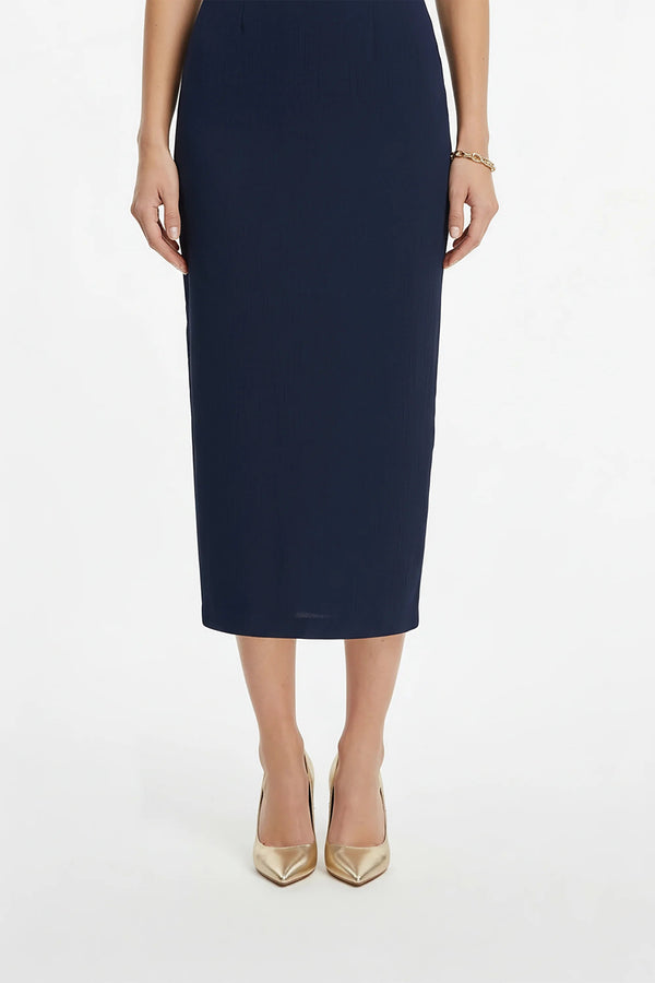 Magnolia Pleated Halter Midi Vestido - Reina Diaz