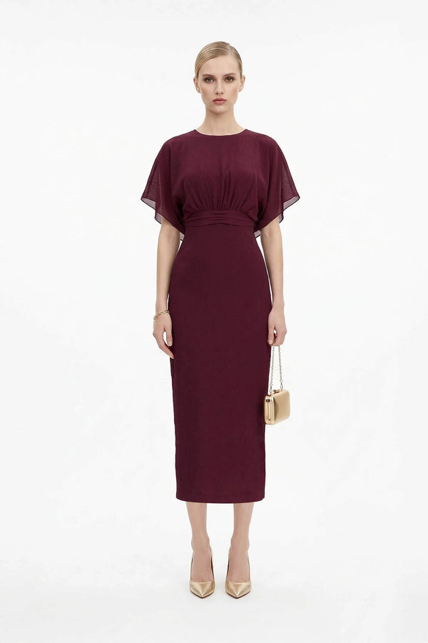 Magnolia Pleated Halter Midi Vestido - Reina Diaz