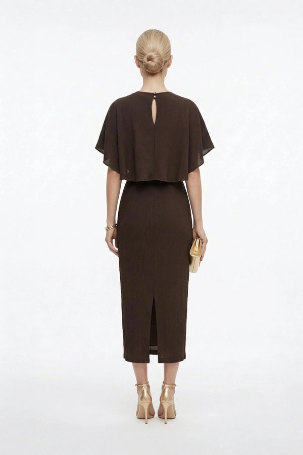 Magnolia Pleated Halter Midi Vestido - Reina Diaz