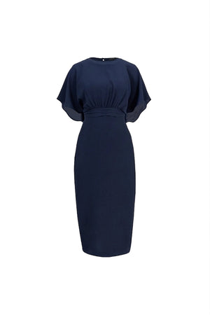 Magnolia Pleated Halter Midi Vestido - Reina Diaz