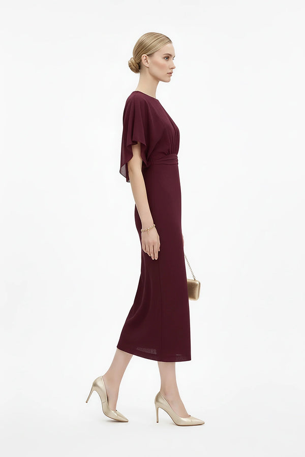 Magnolia Pleated Halter Midi Vestido - Reina Diaz